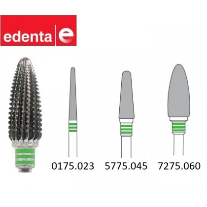 Edenta TC Soft Liner / Acrylic Cutter Bur - 3 Green Band - 1pc - Options Available